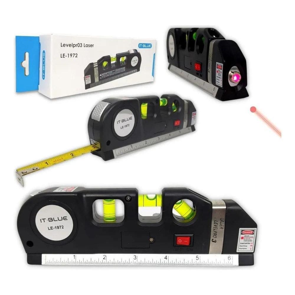2X Nível Laser 3 Linhas Cruz Trena Régua Nivelador Profissio