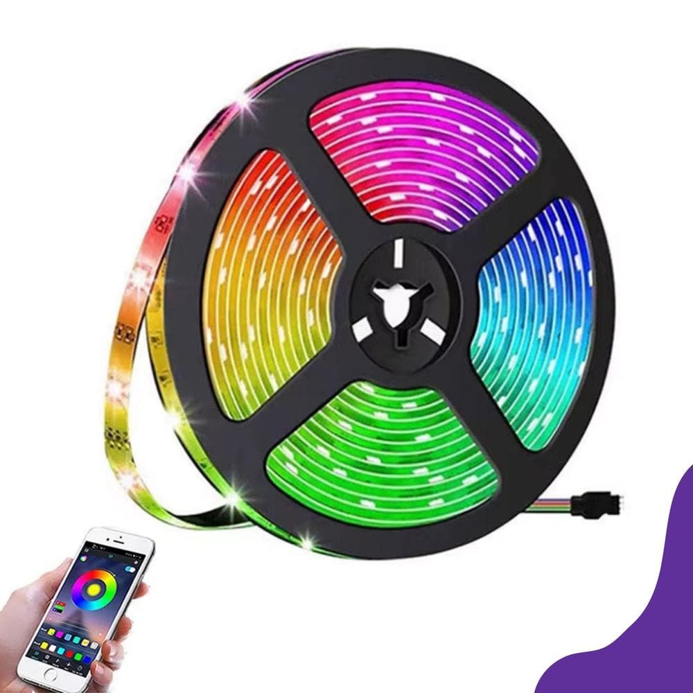 Fita Led Rgb Dupla Face 5M Decoração Quarto Gamer Ambiente Moderna Luz