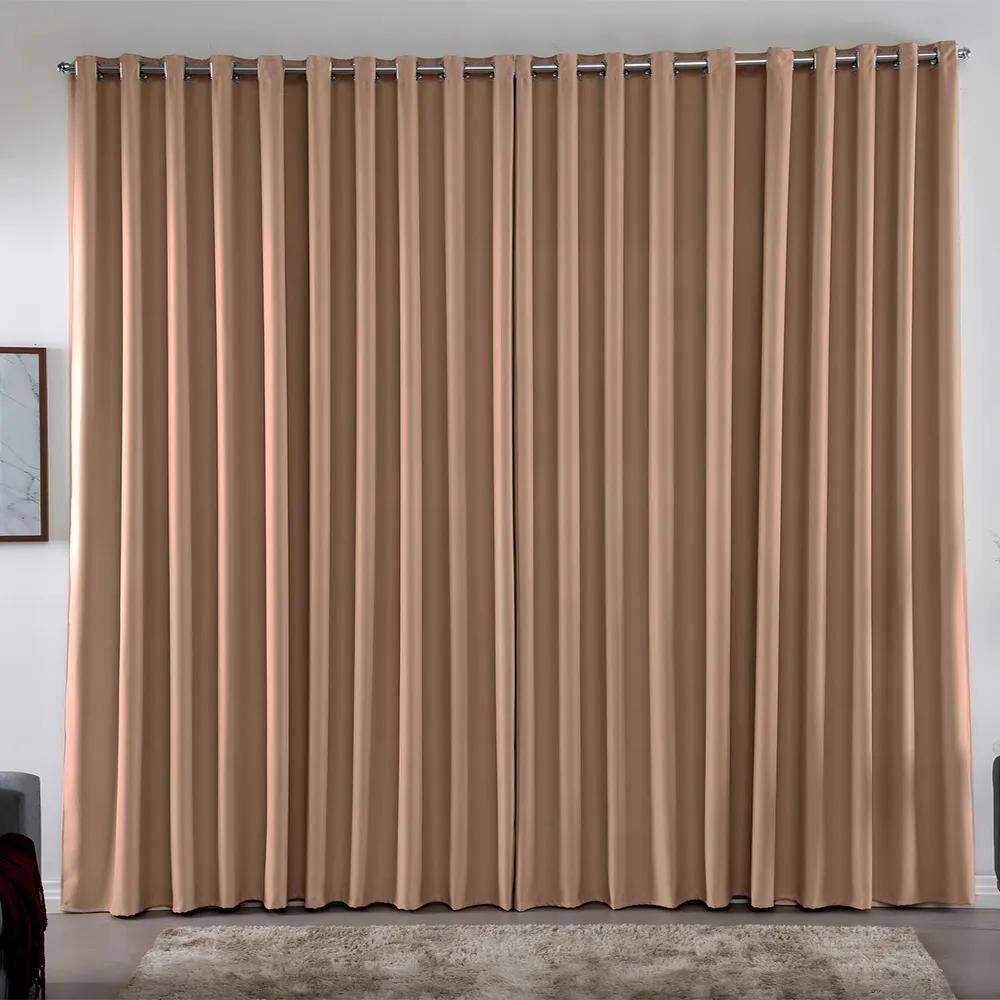 Cortina 2.00 X 1.80 M Blackout Blecaute Avelã Corta Luz Em T