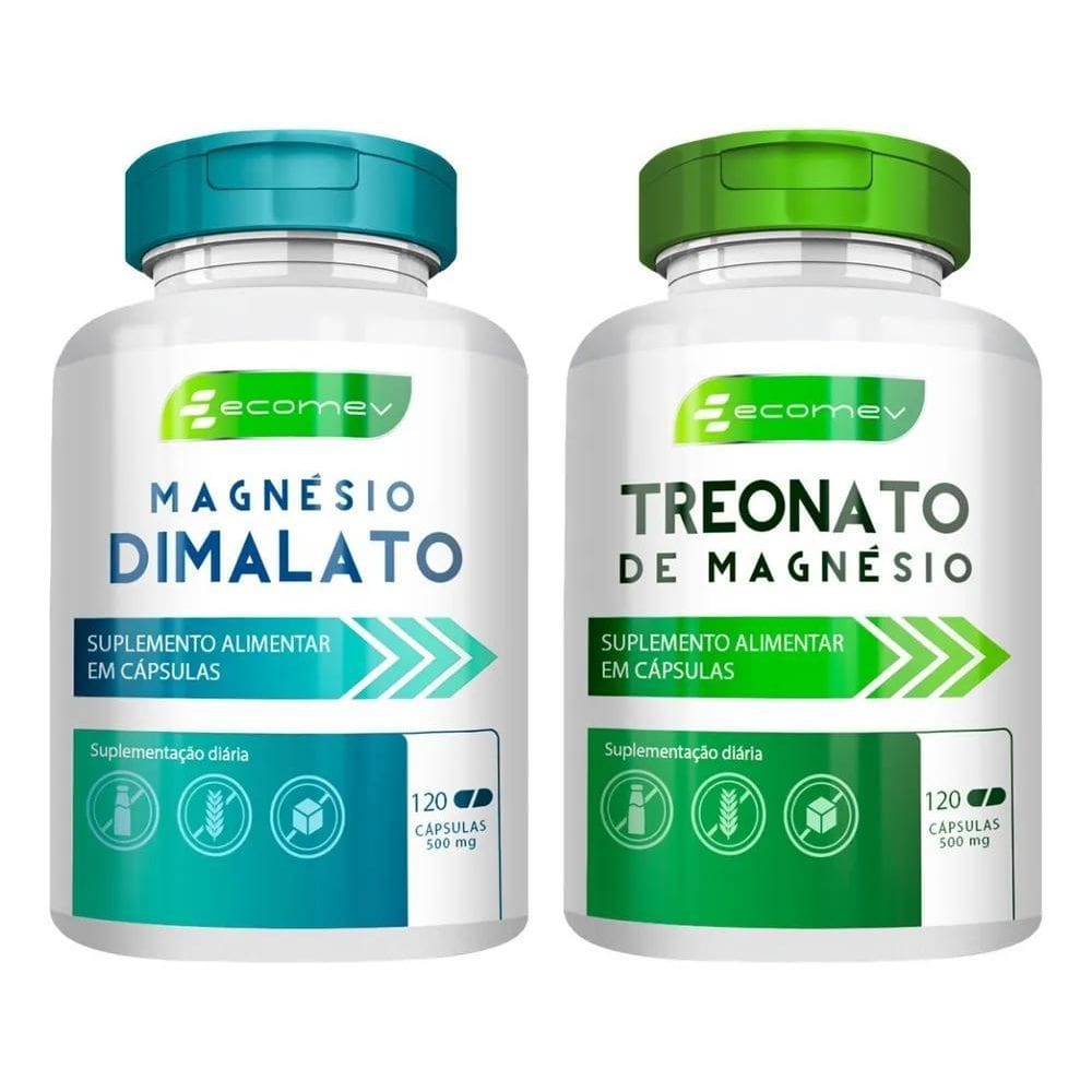 2X Combo Magnesio Dimalato Treonato 500Mg 240Cp 100%Puro Eco