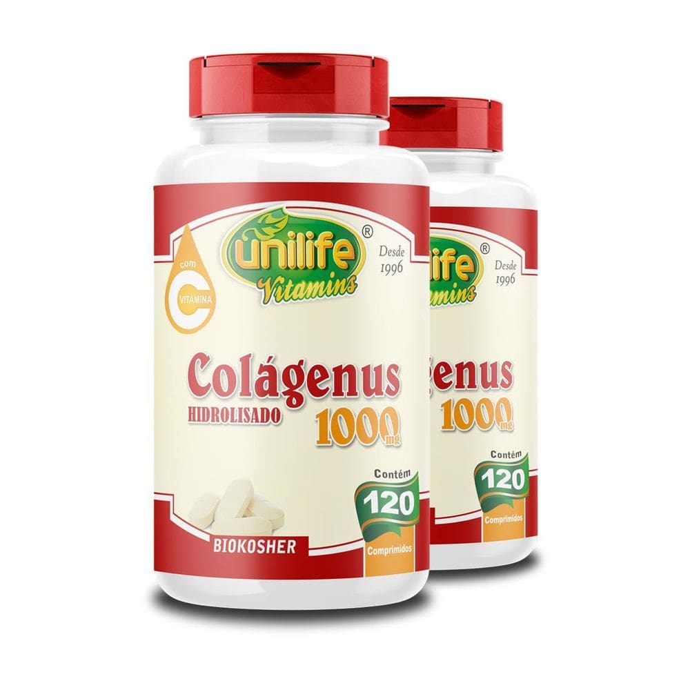 Kit 2 Colágenus Hidrolisado 1000Mg Unilife 120 Comprimidos