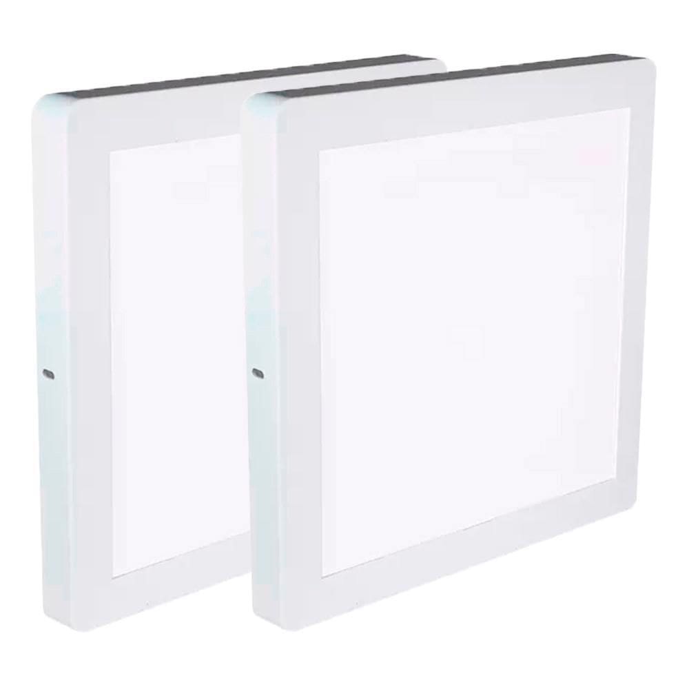 Kit 2 Luminária Plafon Led Quadrado Sobrepor 24W 6500K Noll