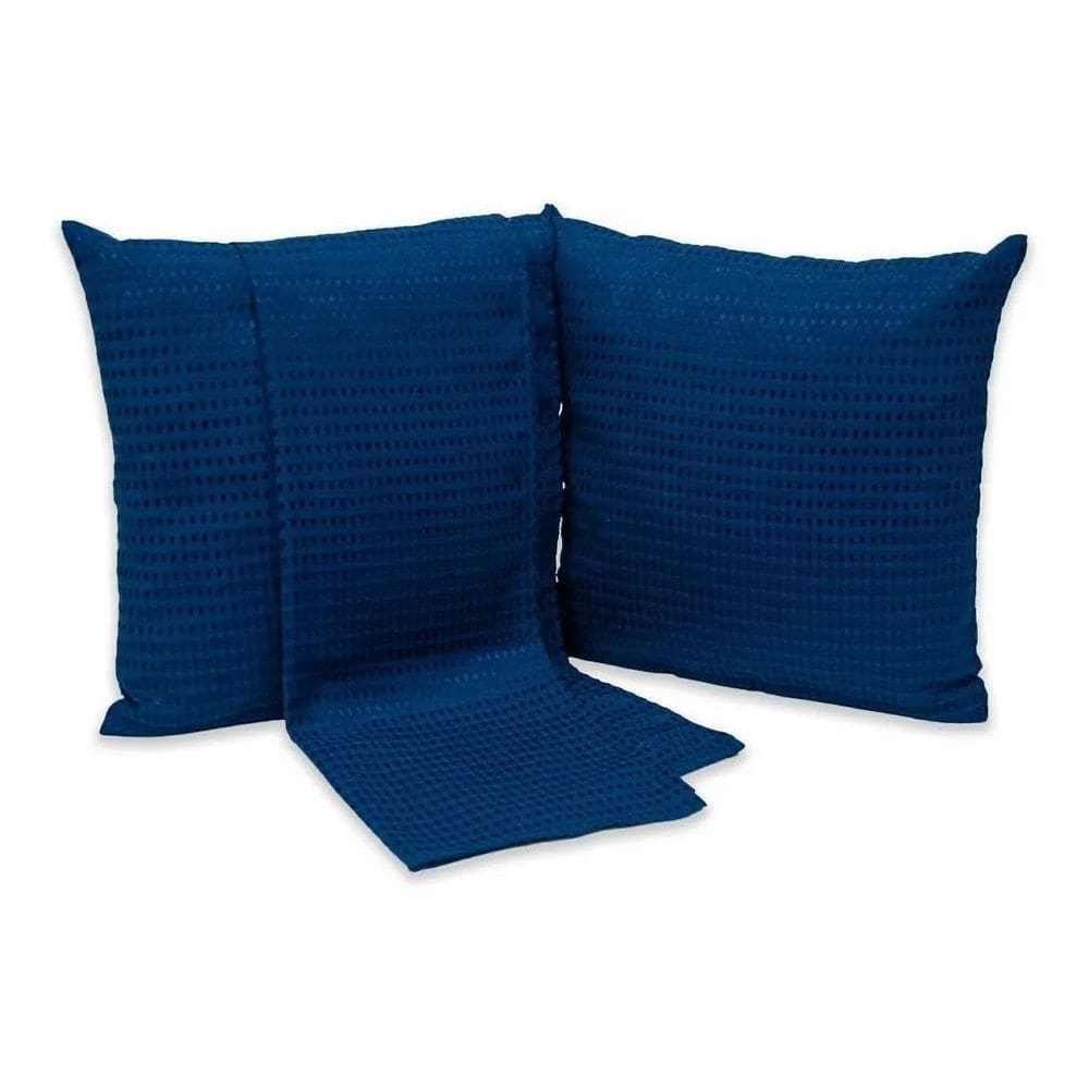 2X Kit Peseira Casal 3 Peças Com Almofadas Lisas