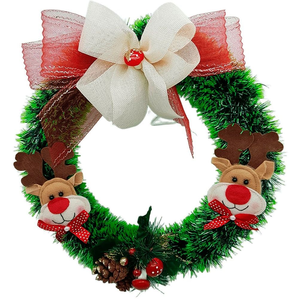 Guirlanda Natalina Decoração De Porta Noel Rena Urso De 35cm