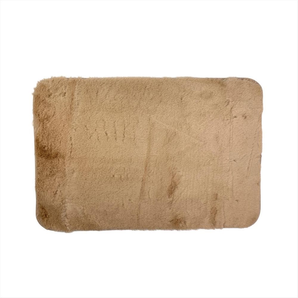 1 Tapete Fofinho Retangular Antiderrapante Bege Poliéster