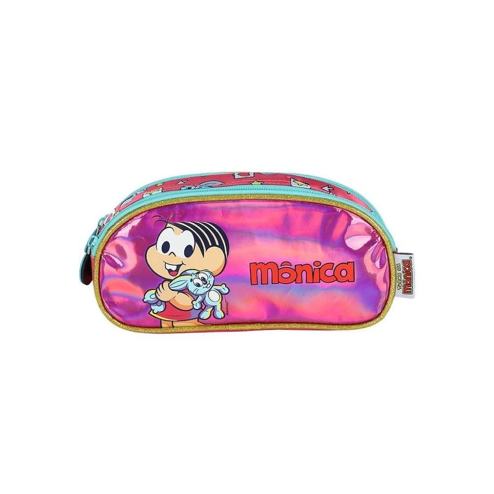 Estojo Escolar Luxcel Turma da Mônica Relevo Pink