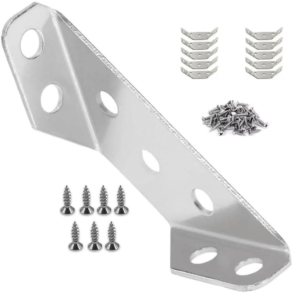 10 Cantoneira Inox Móveis + 70 Parafusos Soberba Phillips