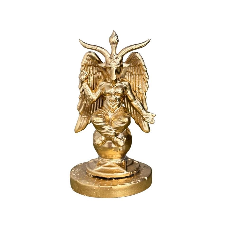 Miniatura Baphomet Em Resina 3D Dourada 5 Cm