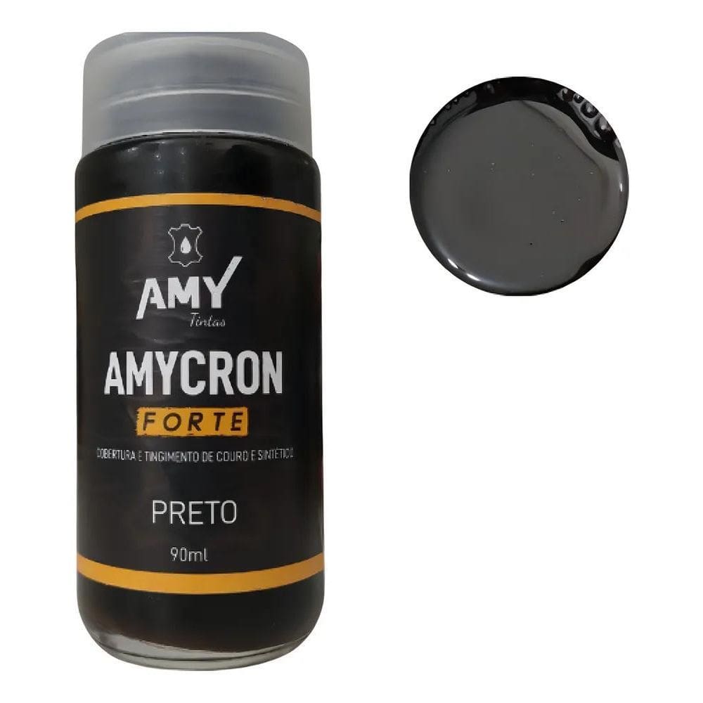 2X Amycron Preta 90Ml Tinta Para Couro Sapato,Bota,Bolsa,Jaq