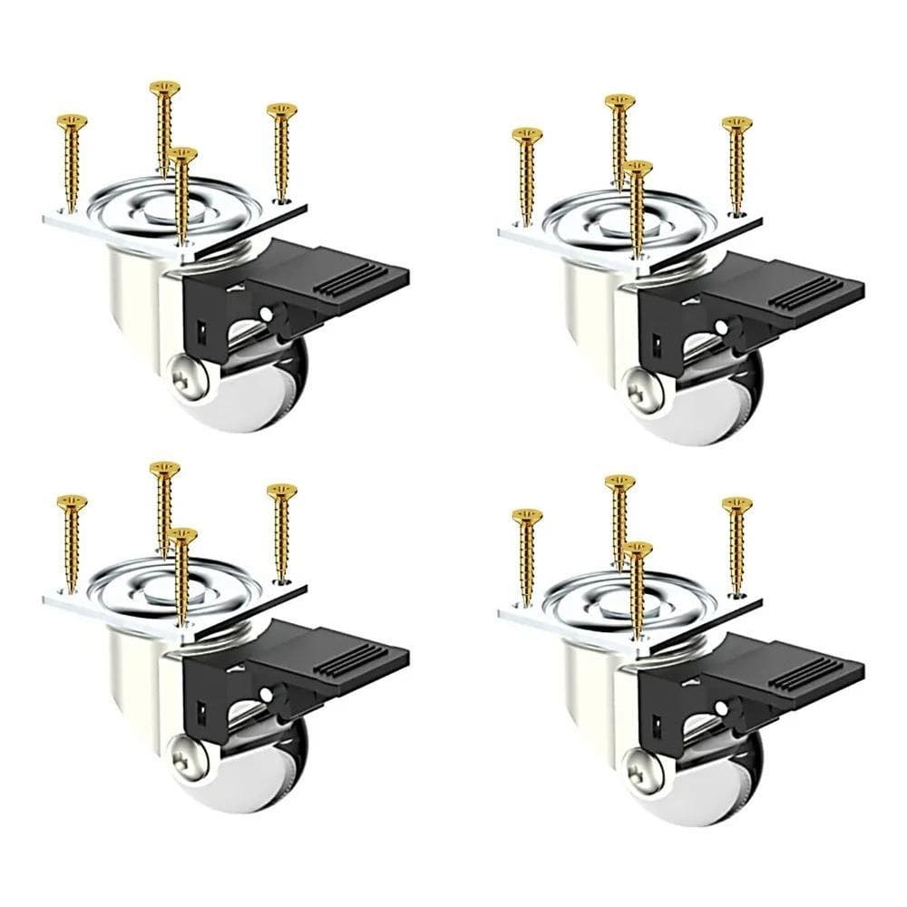 2X Kit 4 Rodízios Silicone Gel Rodinha 35Mm Com Trava Freio