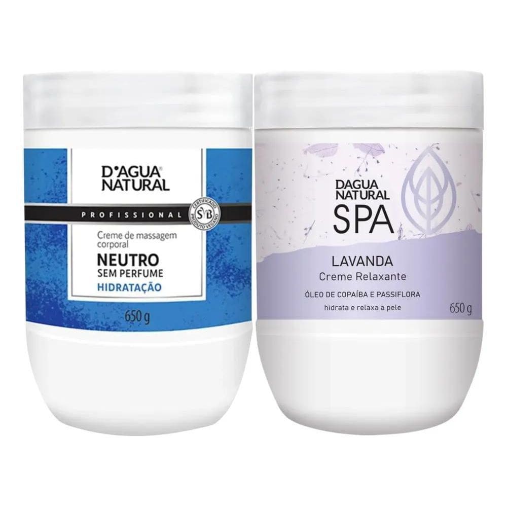 2X Creme Massagem Spa Lavanda E Creme Neutro 650G Dagua Natu
