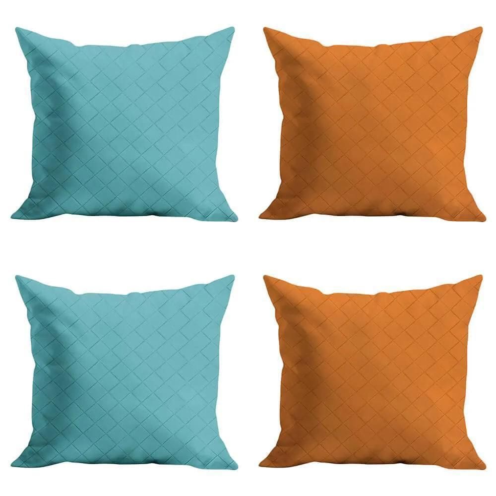 Capas Almofada 43X43Cm Kit 4 Peças Rio Azul E Marrom