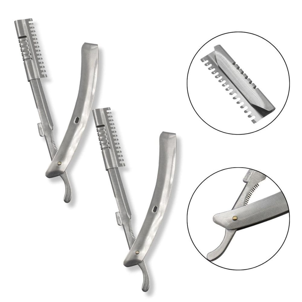 Kit 2 Navalhete Aço Inox Barbearia Barba Cabelo