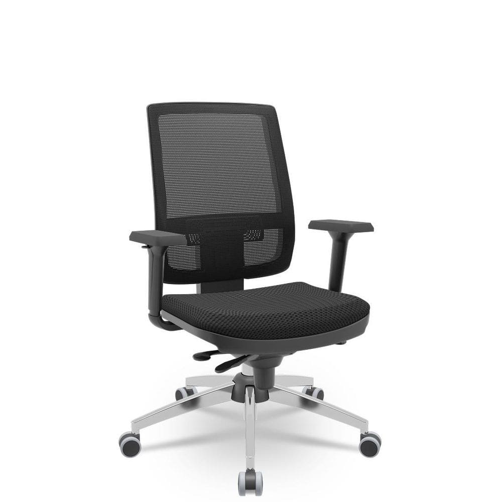 Cadeira Brizza Tela 3D Slider Cromada Sem Apoio Aero Preto