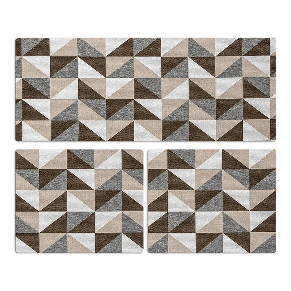2X Kit Tapete De Cozinha 3 Peças Tecido Jacquard Antiderrapa