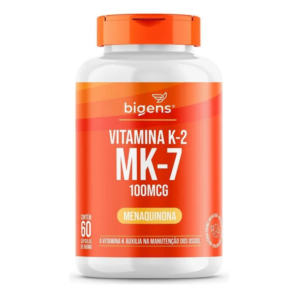 2X Vitamina K2 Mk-7,   Mk7   60 Cáps, 100 Mcg, Bigens Sabor