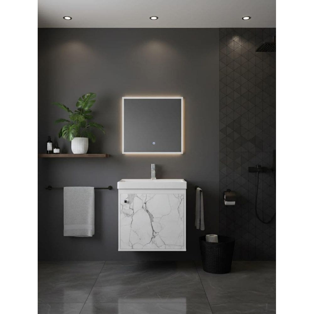 Armário Para Banheiro 40Cm Mdf Com Cuba - Veneto Branco