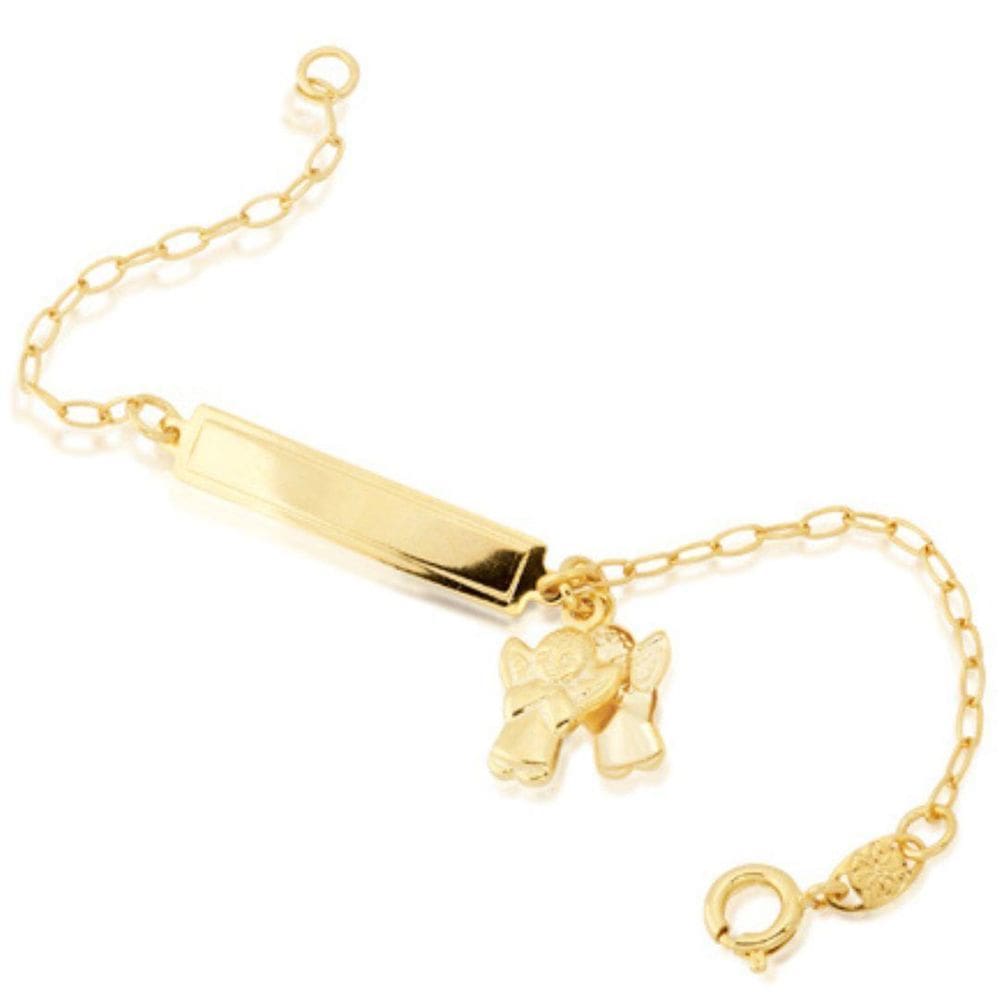 Pulseira Infantil Chapinha Anjo Ronnelly Folheado Ouro 18K