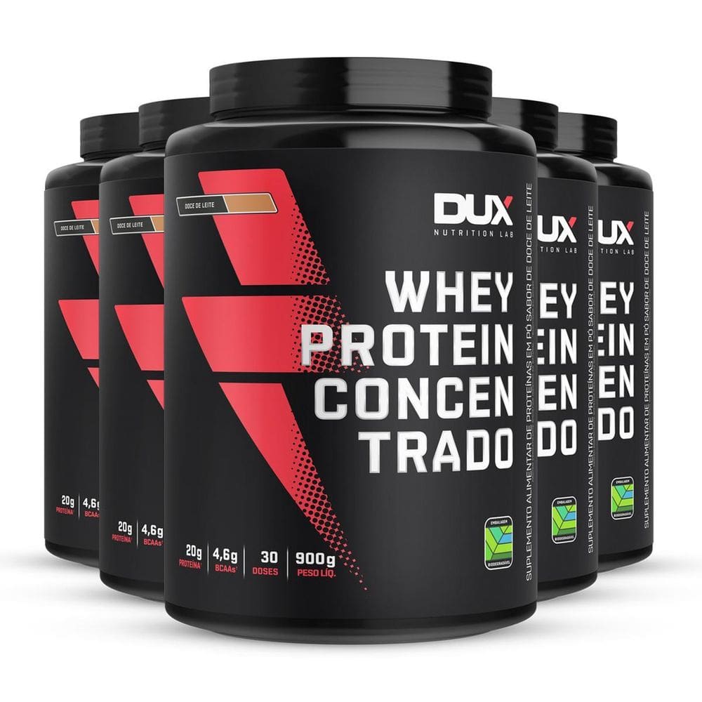 Kit 5 Whey Protein Concentrado Dux Doce De Leite 900G