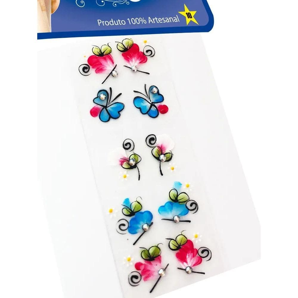 2X Kit 100 Adesivos Para Unhas Strass Nail, 100% Artesanal
