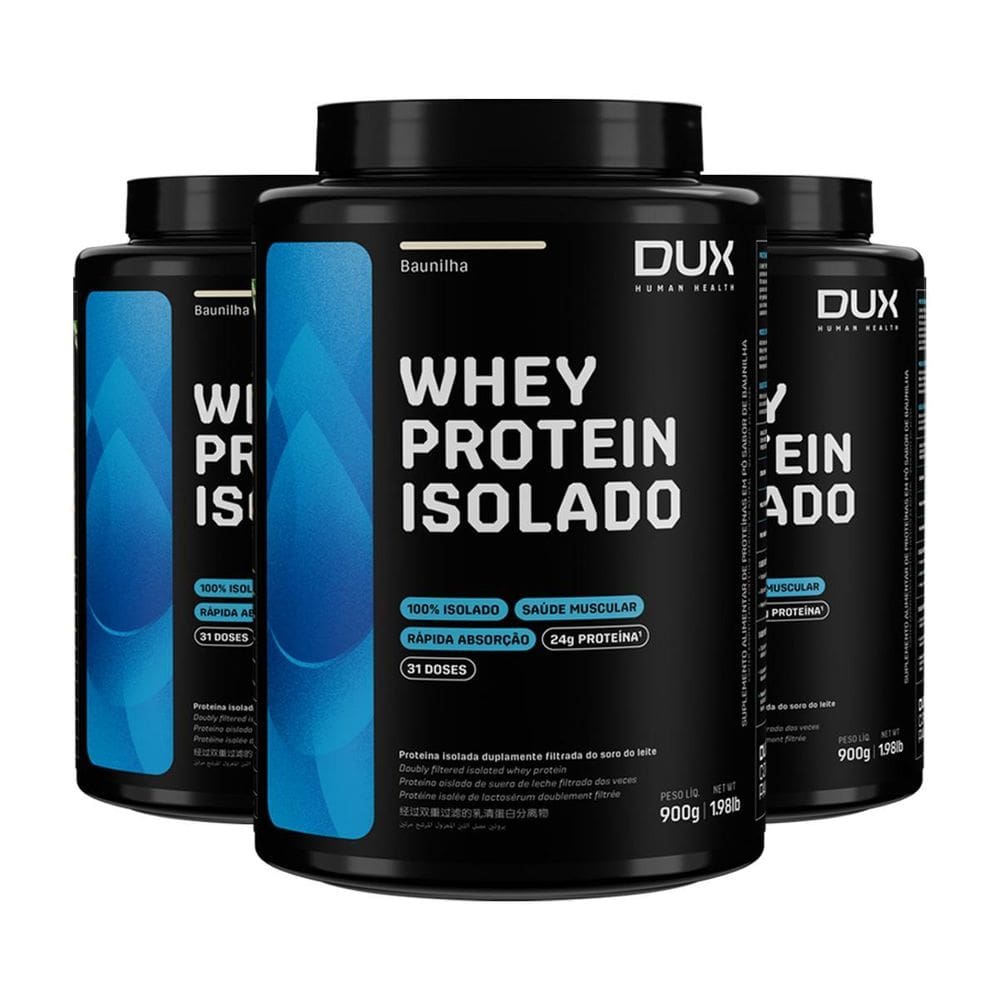 Kit 3 Whey Protein Isolado Dux Baunilha 900G