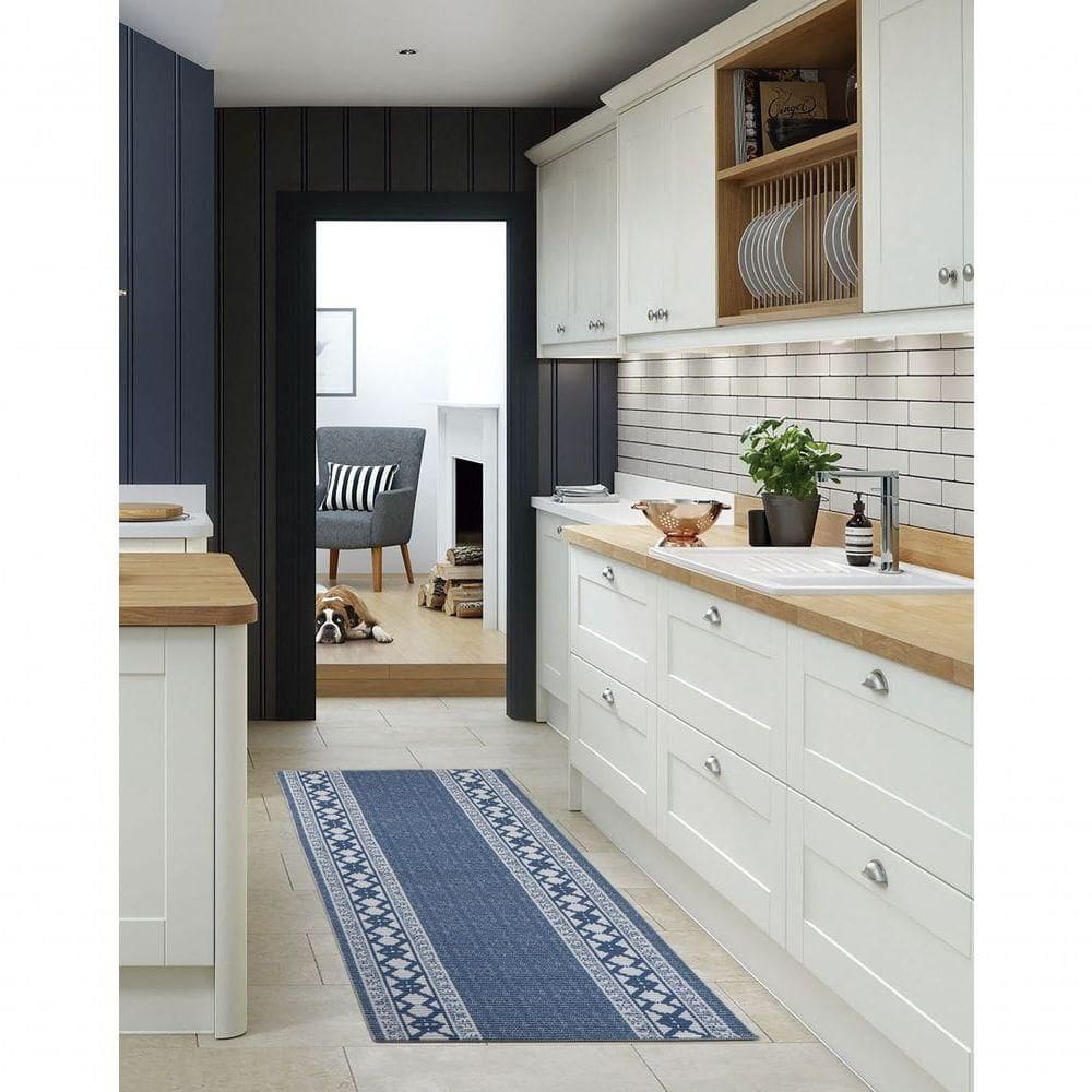 Tapete Passadeira Emborrachada Pvc Antiderrapante 0,65x3,00m Barrado Cinza