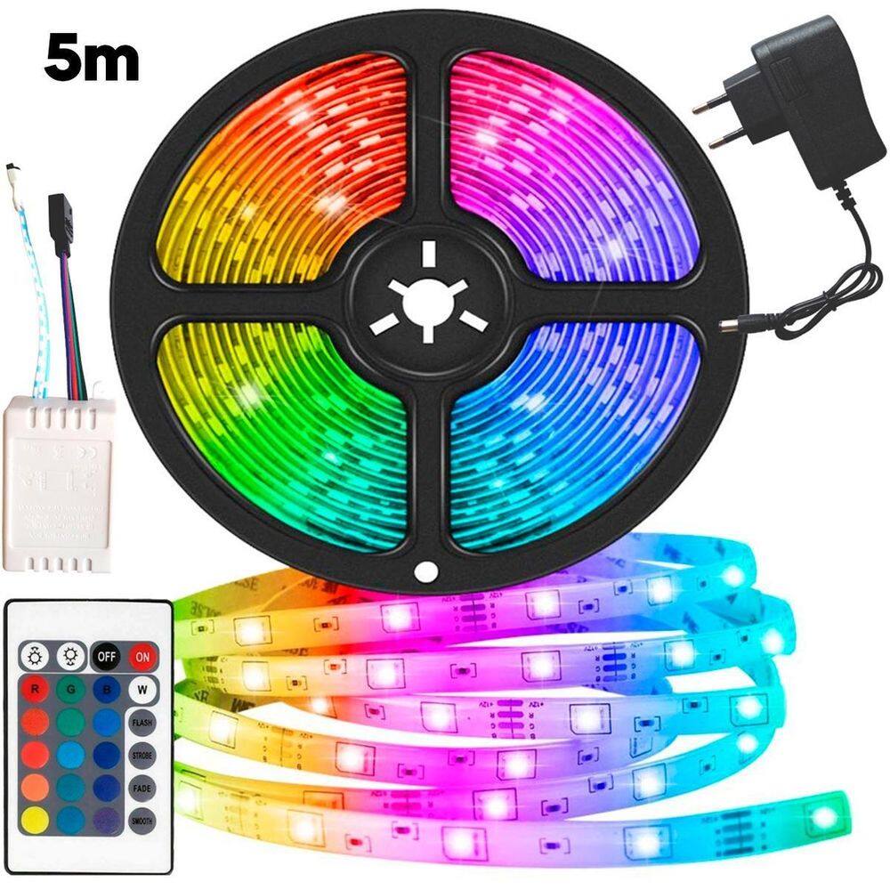 Fita Led Rgb 5M Colorida Fonte Neon Brilho Iluminação