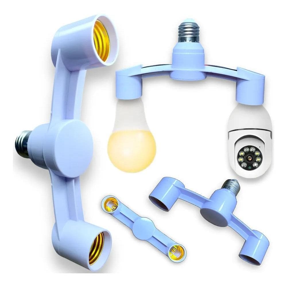 2X Adaptador Bocal Soquete E27 - 2X1 Para 2 Lâmpadas Duplo