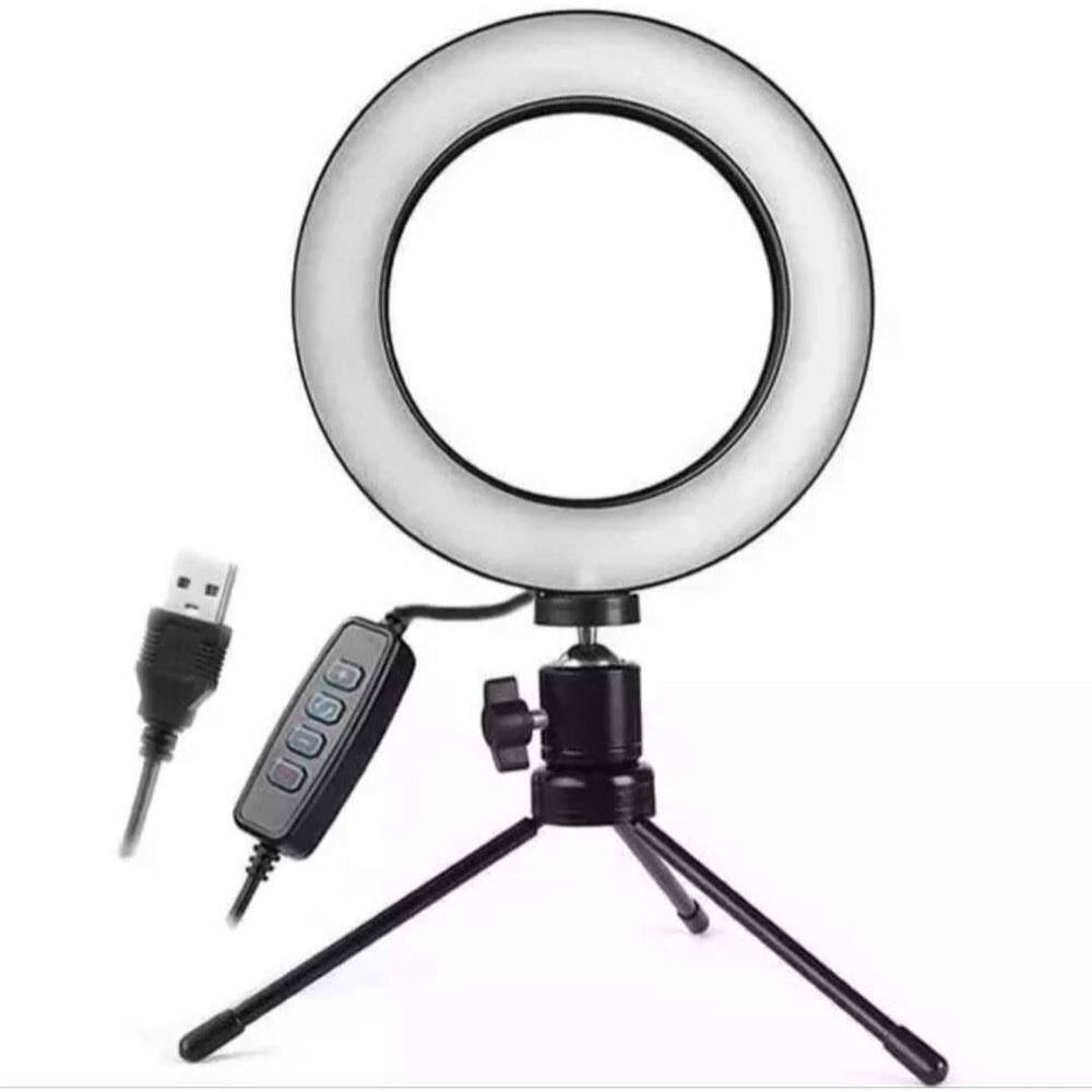 Iluminador Ring Light 16Cm Usb Led Misto 3500K 5500K + Tripé