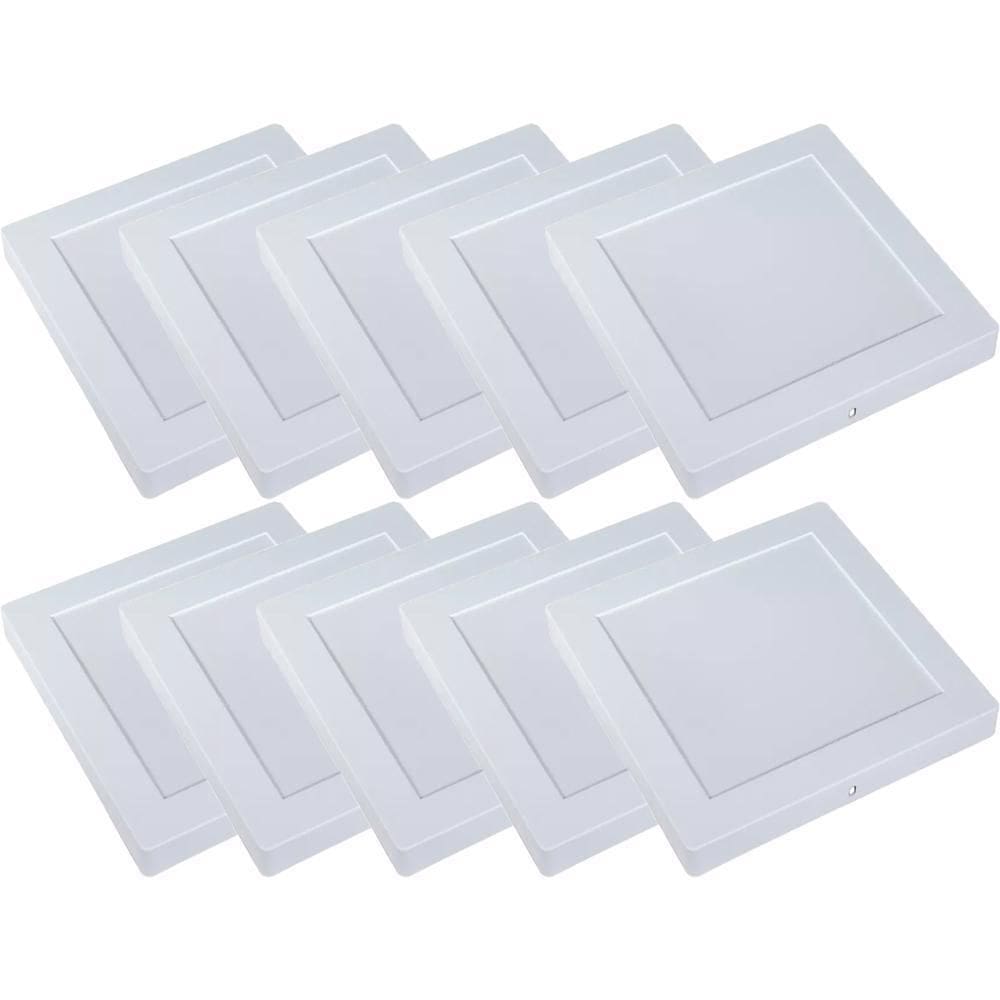 Kit 10 Luminária Plafon Led Quadrado Sobrepor 18W 4000K Noll