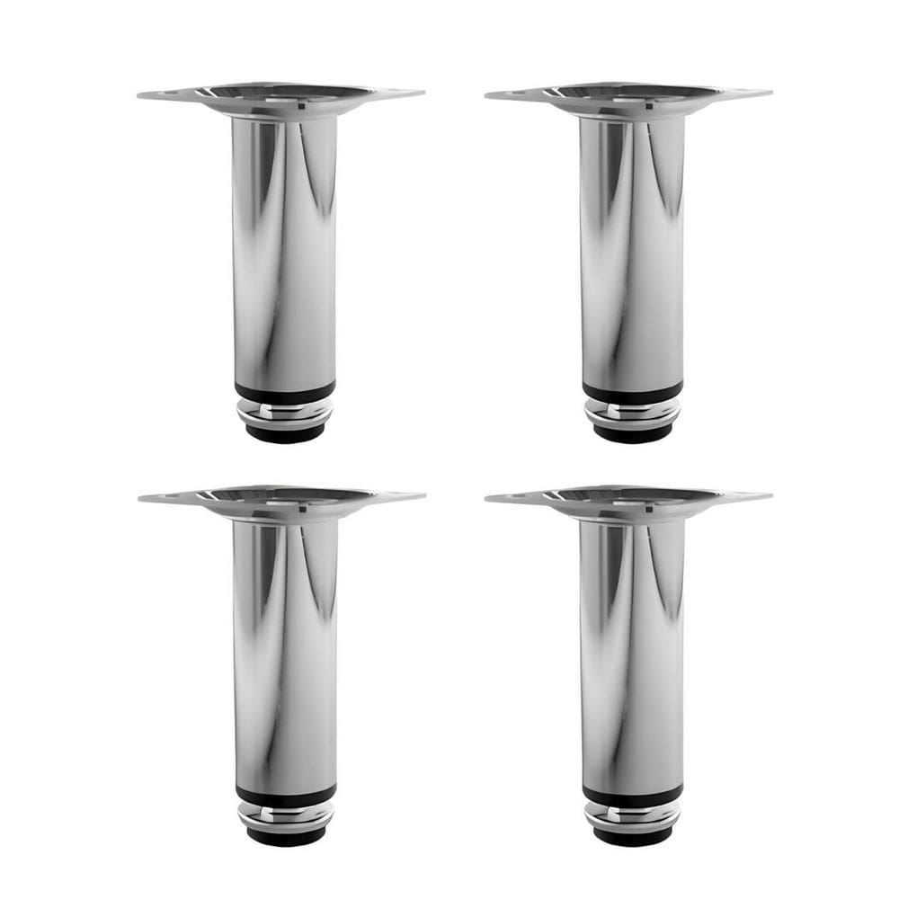 Kit 4 Pés Para Móveis Regulável Redondo Cromado 12Cm