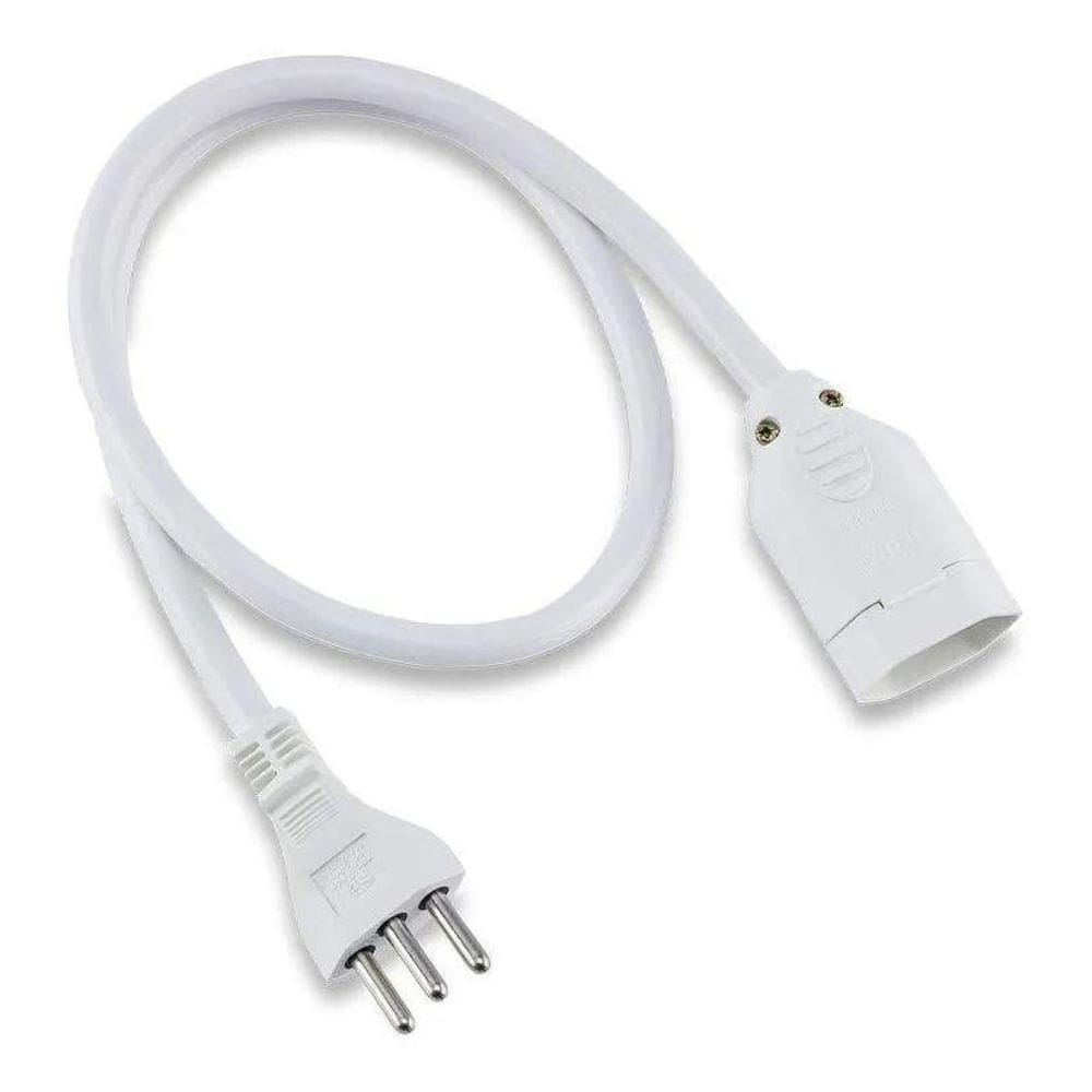 2X Cordão Prolongador Tripolar Branco 80Cm Force Line