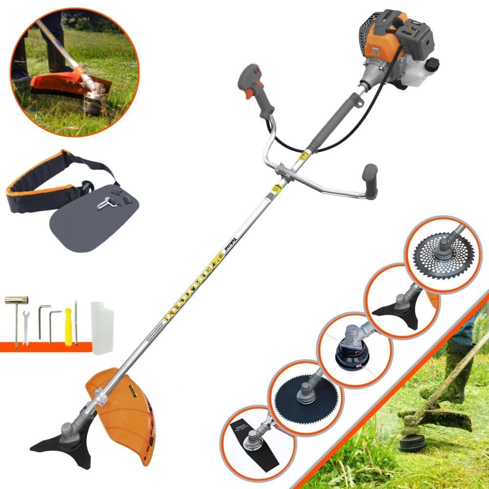 Roçadeira Multifuncional Completa Tekna RL430P À Gasolina 43cc Para Todos os Tipos de Trabalho Com Carretel de Nylon + Kit de 4 Lâminas de Cortes