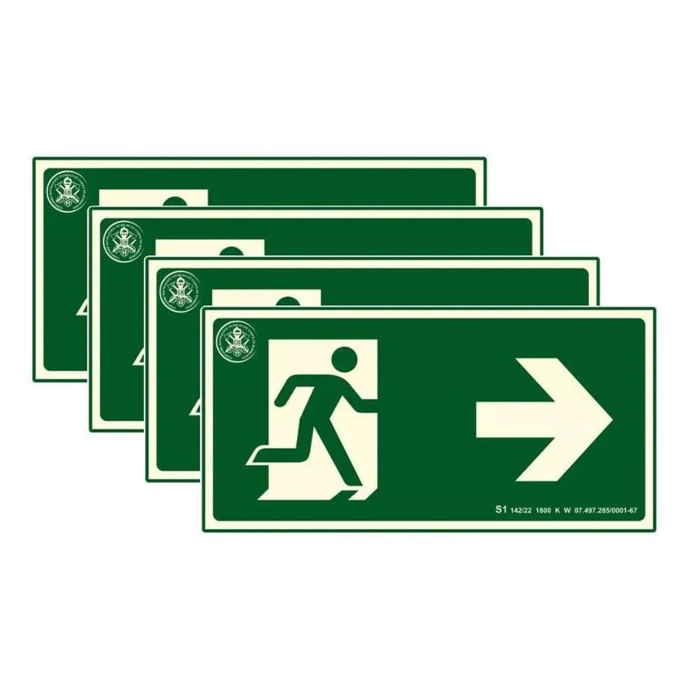 2X Kit 4 Placas Fotoluminescentes Saida A Direita S1 Rota Fu