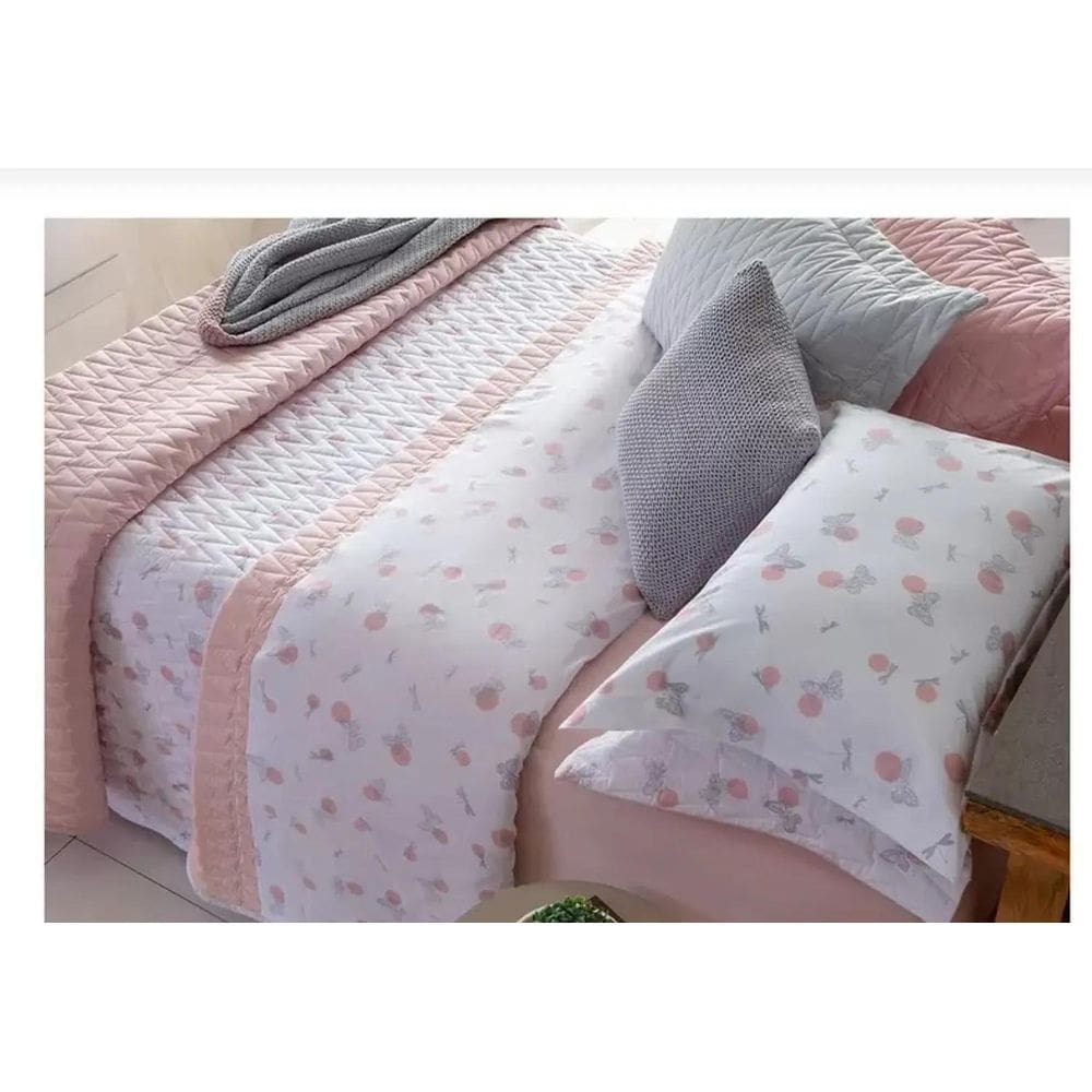 Ki Colcha Matelasse Casal 3 Peças Percal 200 Fios Cherry