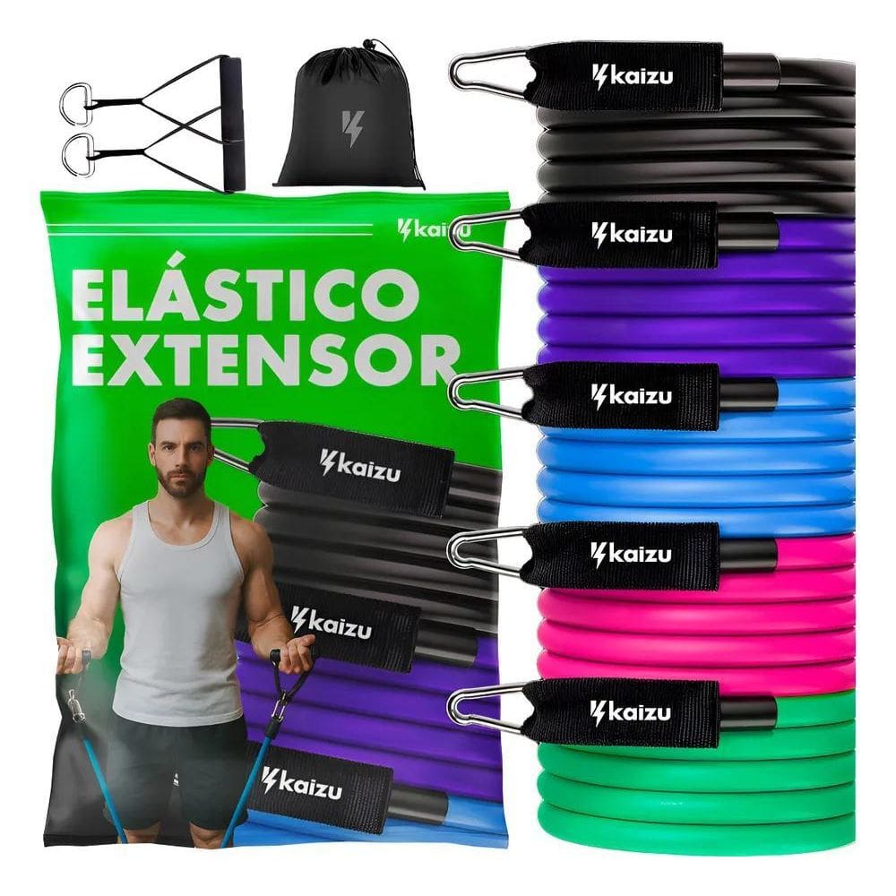 Kit Extensor 11 Peças Treino Elástico Ultra Band Academia Em