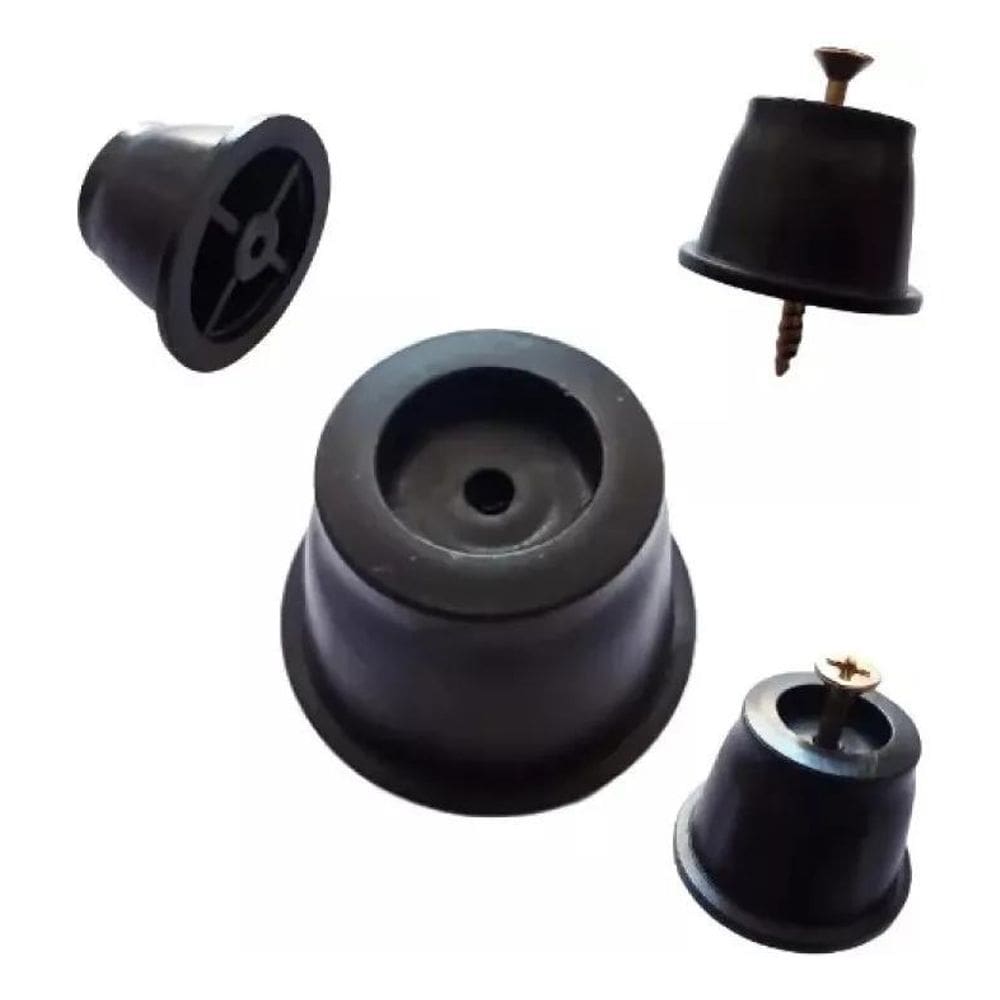 2X 12 Pézinho Redondo + Parafusos Plastico Pé De Sofá Rack P