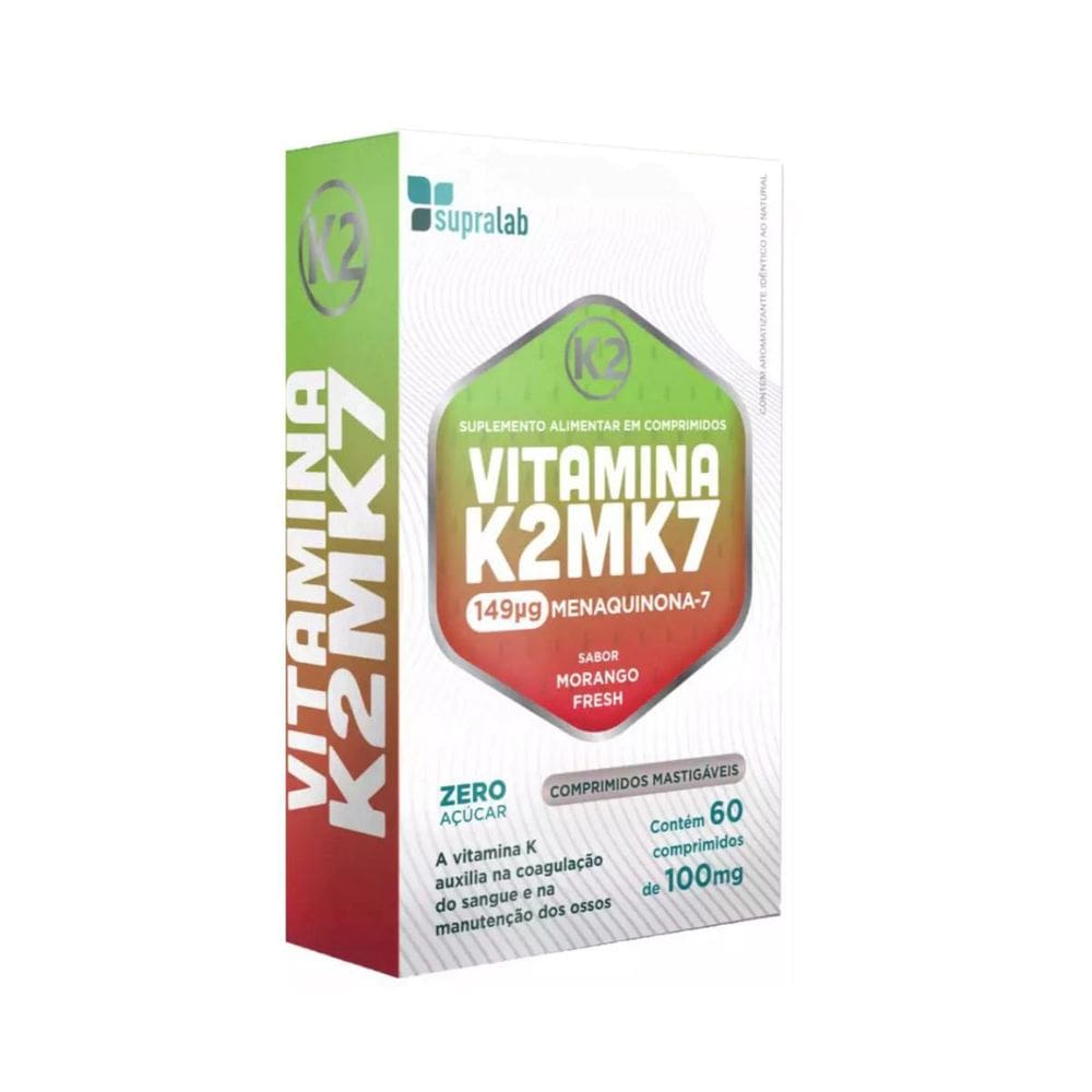 Blister Vit. K2Mk7 60 Comp. Mastigável Morango 100Mg - Supralab