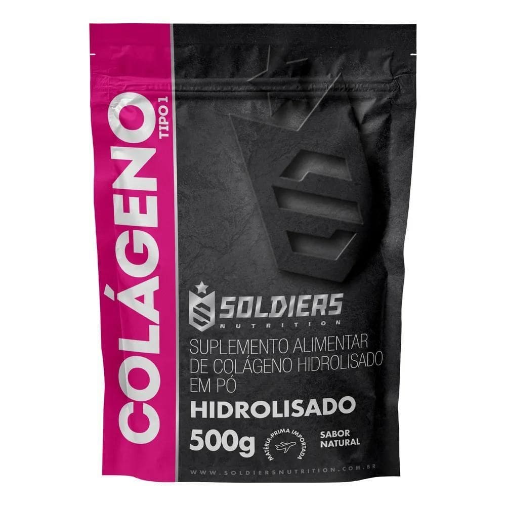 2X Colágeno Hidrolisado Tipo 1 - 500G - 100% Puro - Soldiers