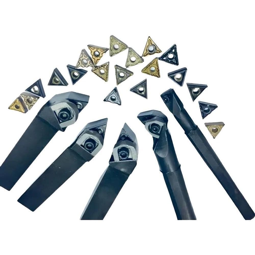 2X Ferramenta Para Torno 5 Suportes + 20 Pastilhas Tnmg Tsb