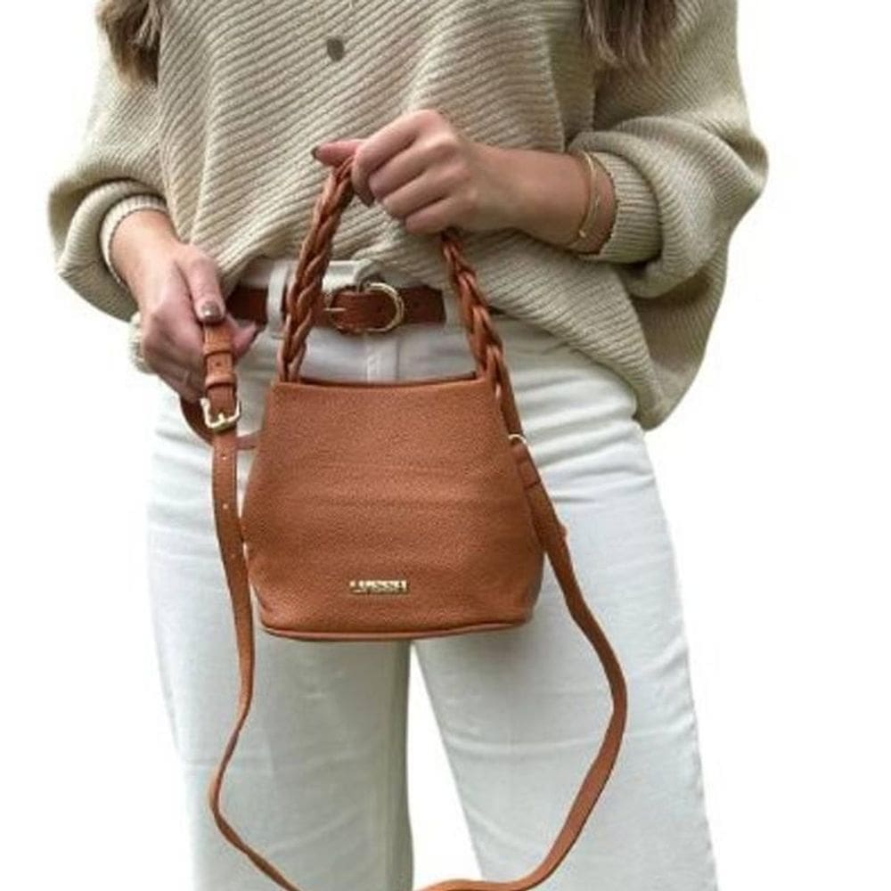 Bolsa Feminina Caramelo Transversal Com Alça De Mão E Ombro