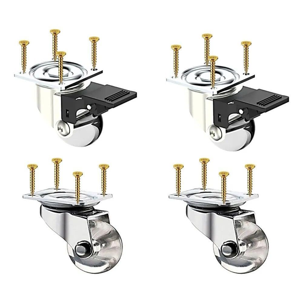 2X Kit 4 Rodízio Silicone Rodinha 35Mm Com E Sem Trava Freio