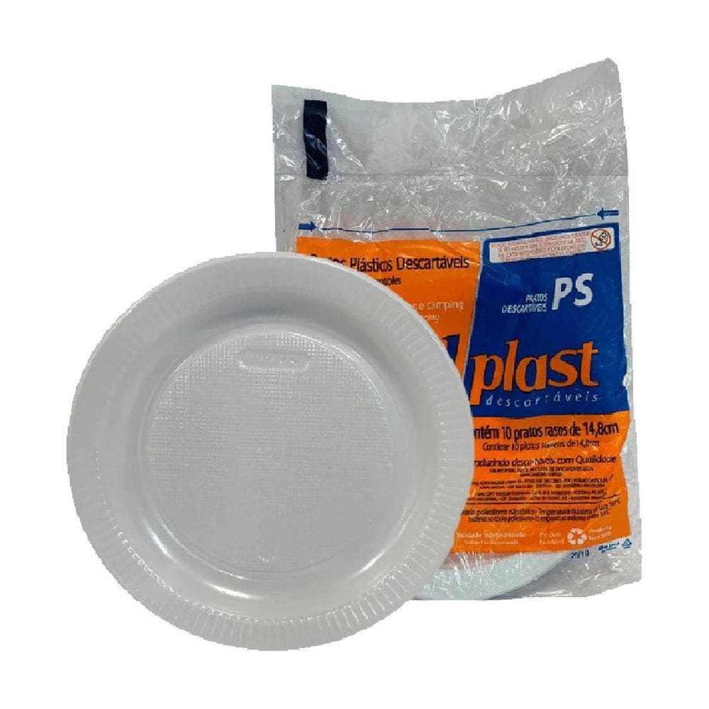 Prato Descartável Sobremesa Raso 15Cm C/200 Cor Branco Bolo