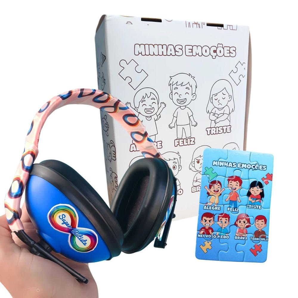 Abafador Para Autistas Rosa E Caixa De Colorir Para Meninas