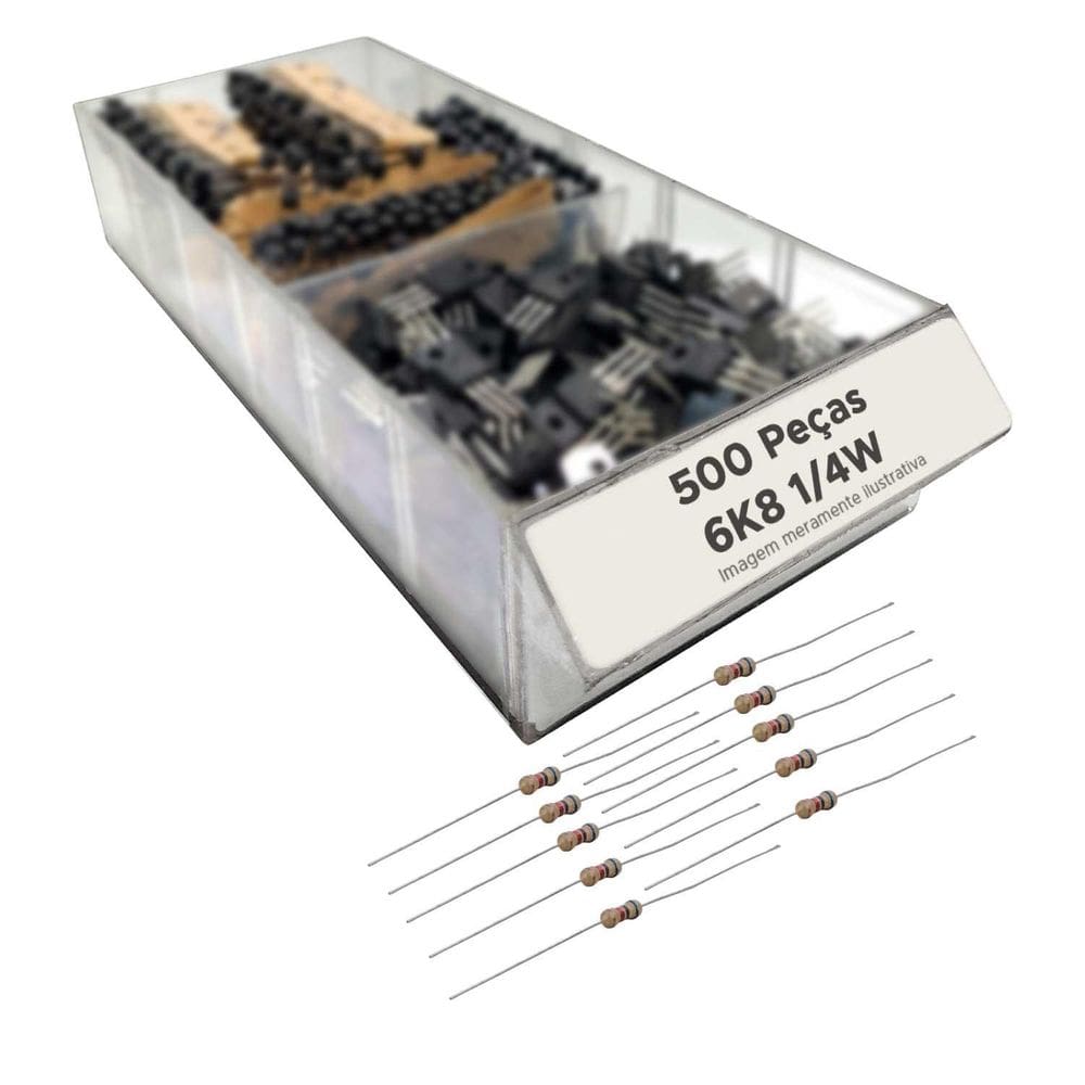 Resistor 6K8 Cr25 1/4W Alta Qualidade - Pacote 500 Peças