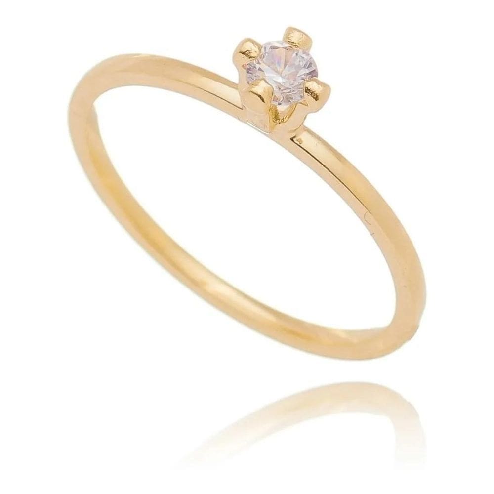 2X Anel Solitário Fino Banhado A Ouro 18K Feminino Lançament