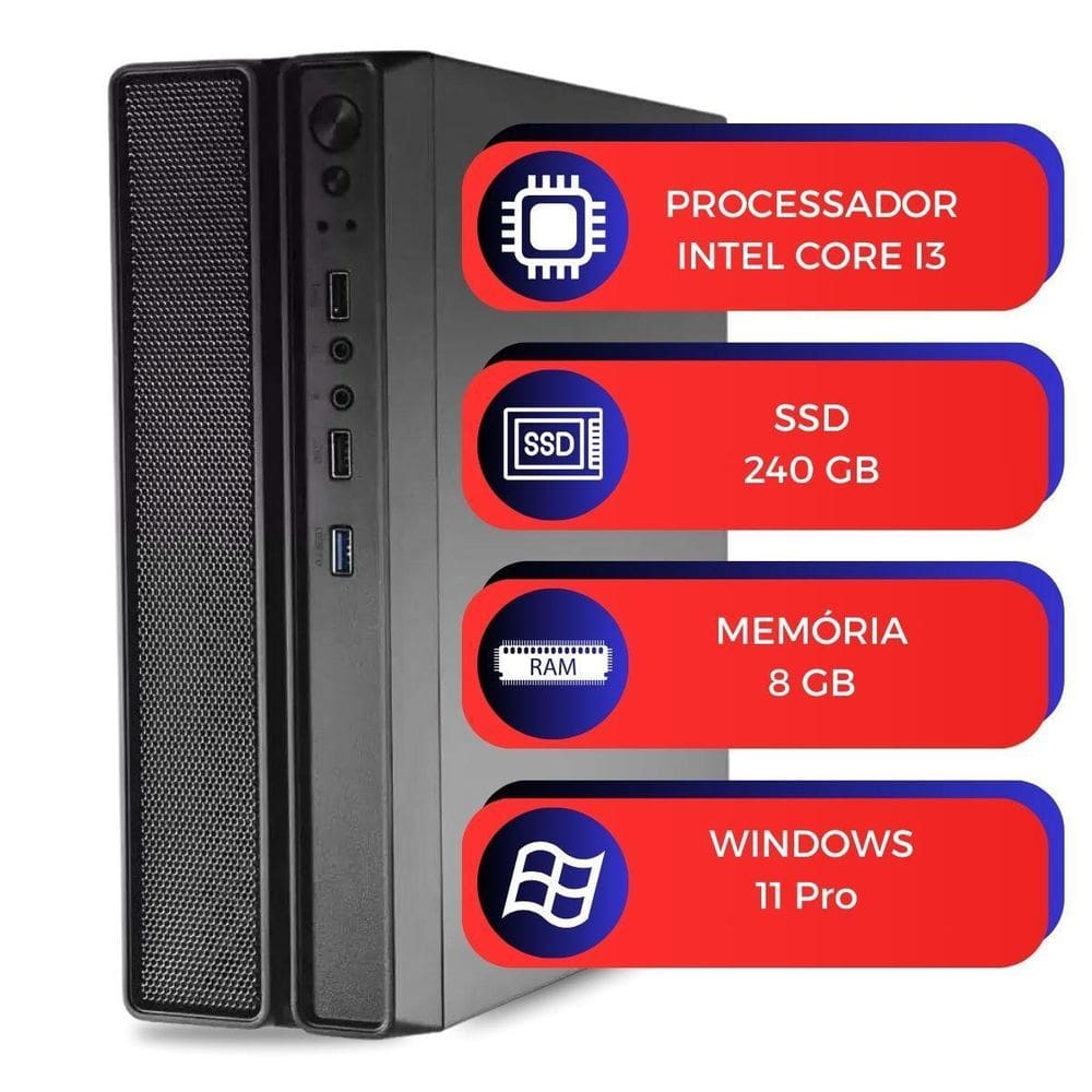 Computador Multipc Slim Case Core I3 8Gb Ssd 240Gb Win11 Pro