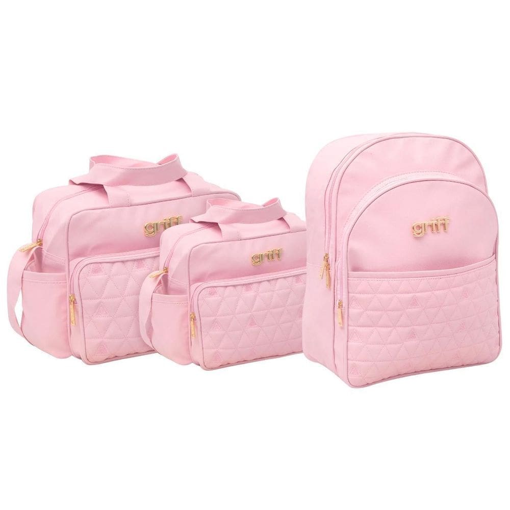 Kit Bolsas E Mochila Maternidade Griff Baby 3 Pçs Rosa