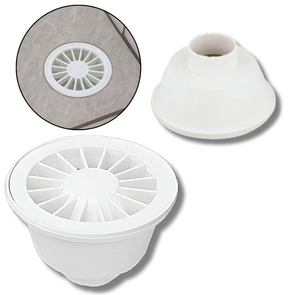 Ralo Sifonado Redondo Pvc Grelha Branca Com Saída Fundo