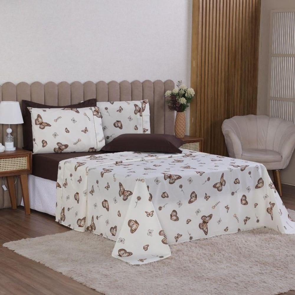 Jogo Cama King 4P Lençol + Fronha Esmeralda Percal 100%